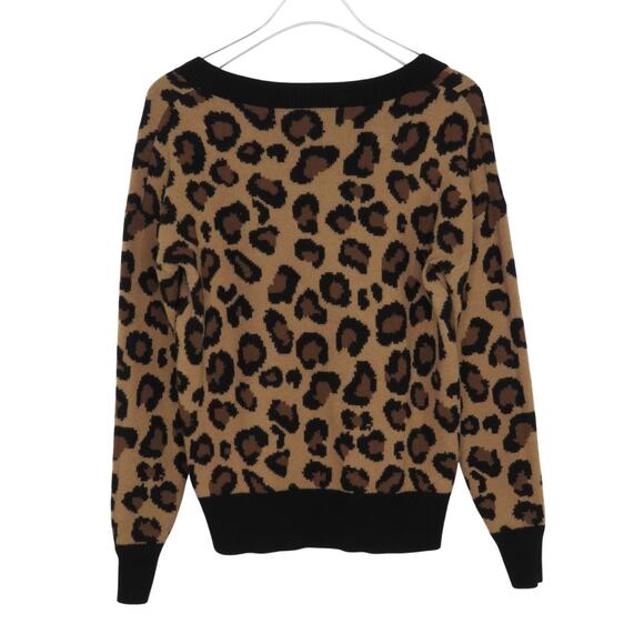 Tahari Leopard Print V-Neck Sweater Animal Print Cheetah Knit Pullover XS - Picture 2 of 4